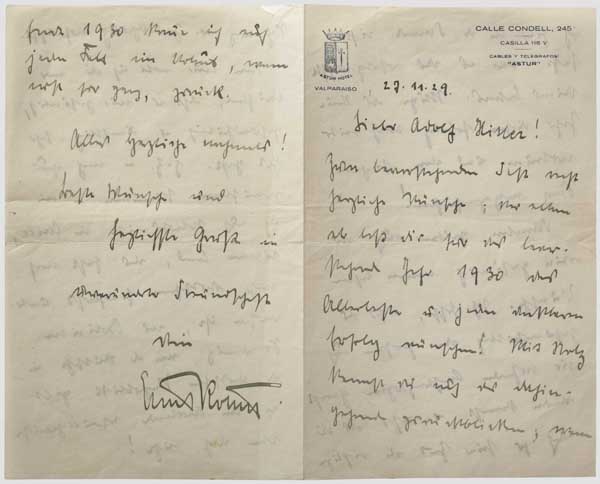 Ernst Röhm - Brief an Adolf Hitler aus dem chilenischen Valparaiso vom ...