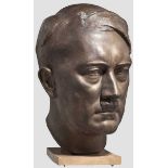 Prof. Ferdinand Liebermann (1883 - 1941) - Portraitkopf Adolf Hitler Bronze, im Nacken signiert "