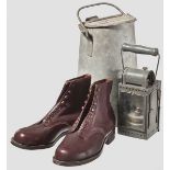 Ausrüstung und Zubehör Deutsche Reichsbahn Stiefel aus rotbraunem Leder, genagelte Ledersohle mit