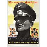 Plakat "Sammelt Euch im NS-Reichskriegerbund" Von Ludwig Hohlwein (1874 - 1949). Mehrfarbig