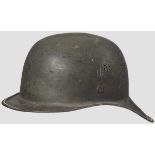 A lightweight steel helmet, Gladiator, flat rim 90 % field-grey paint, original three pad civil