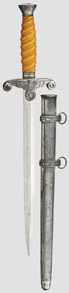 Miniatur des Dolches M 35 für Offiziere, Hersteller Alcoso, Solingen Vernickelte Klinge mit geätztem