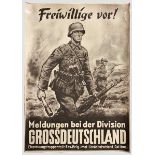 Plakat der Division Großdeutschland Schwarzweiß-Darstellung stürmender Infanteristen mit