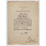 Ernennungsurkunde zum Ersten Staatsanwalt für Dr. Kurt Kaven 1938 Großformatiger Doppelbogen mit