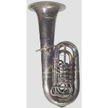 Tuba des Musikkorps der Leibstandarte SS "Adolf Hitler" Versilbertes Messing. Hersteller "C.A.