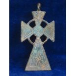 BYZANTINE/RUSSIAN ORTHODOX CROSS.  A pendant made from cast bronze, large size, 3 ¼ inches in length