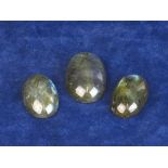 LABRADORITE CABUCHONS.   3x polished  labradorite mineral cabuchons for jewellery making; both the