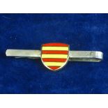 CLAN CAMERON SILVER TIE CLIP. A silver and enamel tie clip for a member of the Scottish Clan of