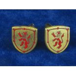 HERALDIC CUFF LINKS of KING HENRY II.   A set of enamelled gent’s cuff links with the heraldic crest