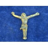 MEDIEVAL FIGURE OF CHRIST.  A small corpus figure in bronze dating from the C14th or earlier, ground