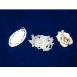 3x C19th BONE/IVORY AND PEARL FLOWERS. 3x well carved flowers dating from the late C18th or early