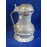 C18th PEWTER TANKARD.   A lidded type pewter tankard, dating from the latter part of the C18th, as