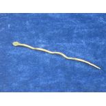 ROMAN BRONZE SNAKE CLOTHES PIN.  A scarce clothing pin from the Roman era in the form of a snake.