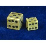 BONE FOLK ART DICE C18th OR EARLIER.  A pair of folk-art dice made from bone, both good condition,