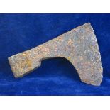 LARGE MEDIEVAL BATTLE AXE. In sound condition, needing only a clean, a ground find medieval period