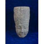 LIMESTONE CARVED EGYPTIAN HEAD OF A MALE.  A well carved limestone head of an Egyptian male, some