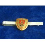 CLAN MCDONALD SILVER TIE CLIP.   A silver and enamel tie clip for a member of the Scottish Clan of