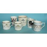 Princes William and Harry: a mug by J. & J. May for 1982, small Wedgwood mugs for 1982 and 1984, a