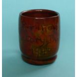 1946 Peace: a rare mug by Ewenny of small size characteristically incised Wick and Monknash