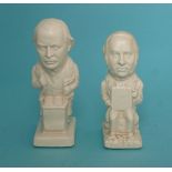 Irish Home Rule: a small white glazed pottery figure depicting Lloyd George, with a leek support