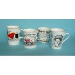 A mug for 1978 Snowdon divorce, another 1992 Princess Anne and two for 1992 Windsor fire (4)