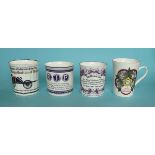 Mugs by J. & J. May for 1979 Mountbatten, 1981 Princess Alice, 1986 Duchess of Windsor and another