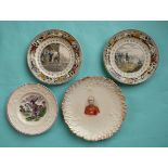 Napoleon: a pair of French pottery plates printed in black and decorated in colours with a scene