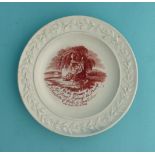 1817 Charlotte in Memoriam: a good pearlware nursery plate, the border moulded with flowers and