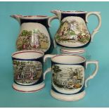 A pottery mug printed in black and decorated in coloured enamels with scenes entitled '1851Great