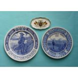 World War I: a Rorfrand of Sweden pottery plate printed in blue with an entitled scene of a