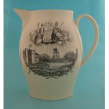 1801 Golden Jubilee: a good creamware Liverpool Amnesty jug printed in grey with the scene of a