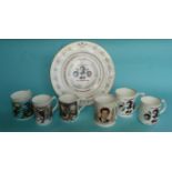 Tony Blair and New Labour: six mugs and a plate (7) political, commemorative, commemoratives,