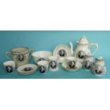 Thomas W. Mellor: a teapot, three cups, saucers and plates, a bowl and mug also a loving cup and two