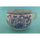 1840 Wedding: a good small chamber pot printed in blue with named portraits, date and crown, 112mm