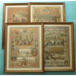 Four framed colour lithographs depicting the extended Royal family, circa 1880, each framed 460 x