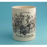 1789 George III’s Recovery: a rare and particularly good creamware tankard of small size well