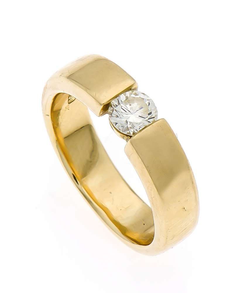 Brillant-Ring GG 750/000 mit einem Brillanten 0,50 ct W/VSI, RG 57, 10,1 g Start Price: €700