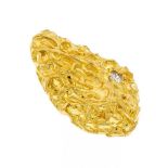 Brillant-Anhänger Nugget GG 999/000 mit einem Brillanten 0,10 ct TW/SI, L. 26 mm, 9,9 g Start Price: