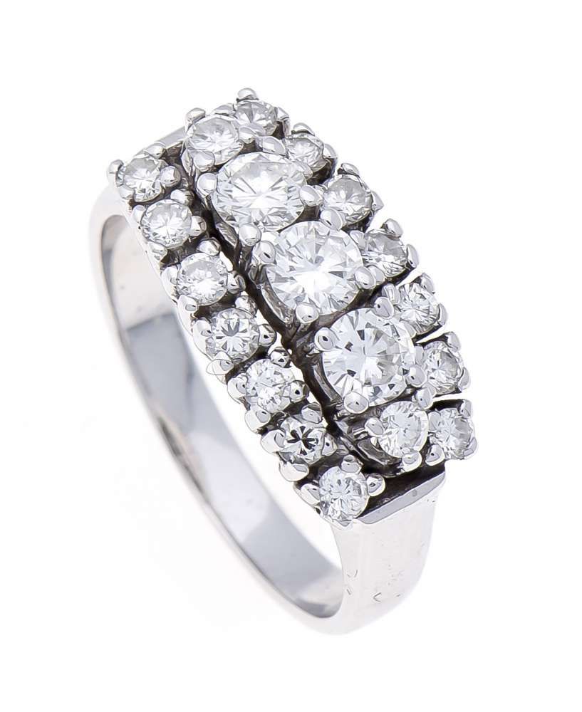 Brillant-Ring WG 585/000 mit Brillanten, zus. 0,90 ct W/SI, RG 53, 4,9 g Start Price: €250