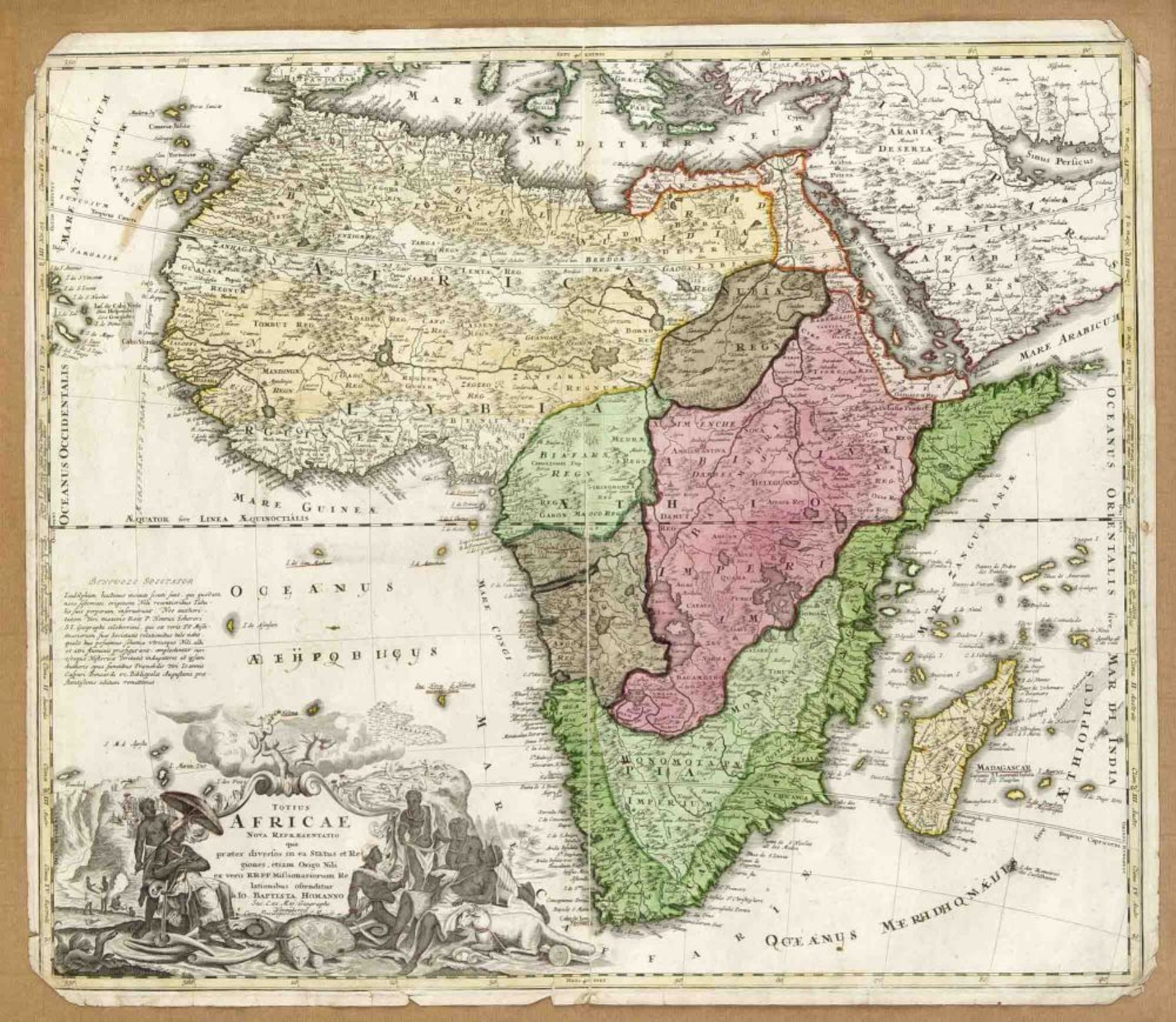 Historische Kontinentalkarte Afrikas, 'Totuis Africae nova Repraesentatio...', Nürnberg bei Homann