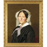 Adolf Hohneck (1812-1879), Landschafts- u. Bildnismaler in Dresden, Portrait einer Dame inTracht,