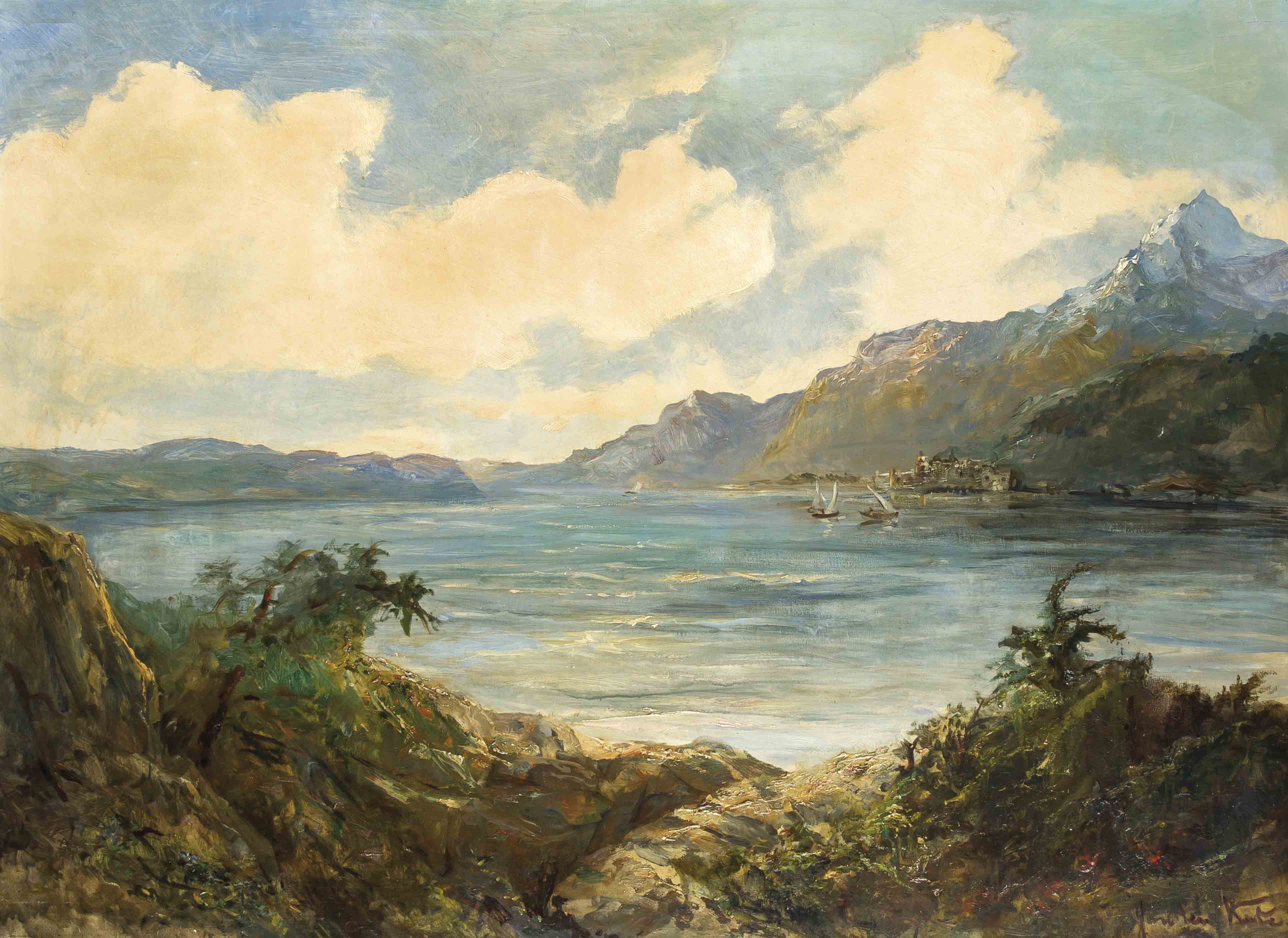 Jan Jacob Lodewijk ten Kate (1850-1929), niederländische Schule, Lago Maggiore, wohl Blickauf