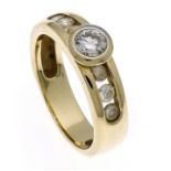 Brillant-Ring GG/WG 585/000 mit 7 Brillanten, zus. 1,0 ct l.get.Weiß/lupenrein, RG 57, 6,0g, mit