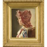 Josef henri Campotosto (1833-1910), belgischer Maler, Portrait eine jungen Frau mit Haube,Öl/Lwd.,