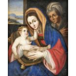 Italienischer Altmeister 1. H. 18. Jh., Maria mit dem Kind und der hl. Anna inundefiniertem Raum mit
