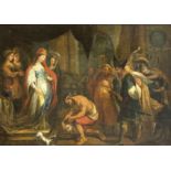 Italienischer Maler um 1700, Salome wird das Haupt Johannes des Täufers überbracht,vielfigurige