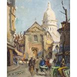 Edouard Le Saout (XX), frz. Ansichtenmaler, Pariser Strassenszene auf dem Montmartre,Öl/Lwd., u. li.