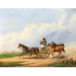 Karl Marko (1822-1891), ungarischer Genre- u. Landschaftsmaler, junger Mann auf einerKutsche umgeben