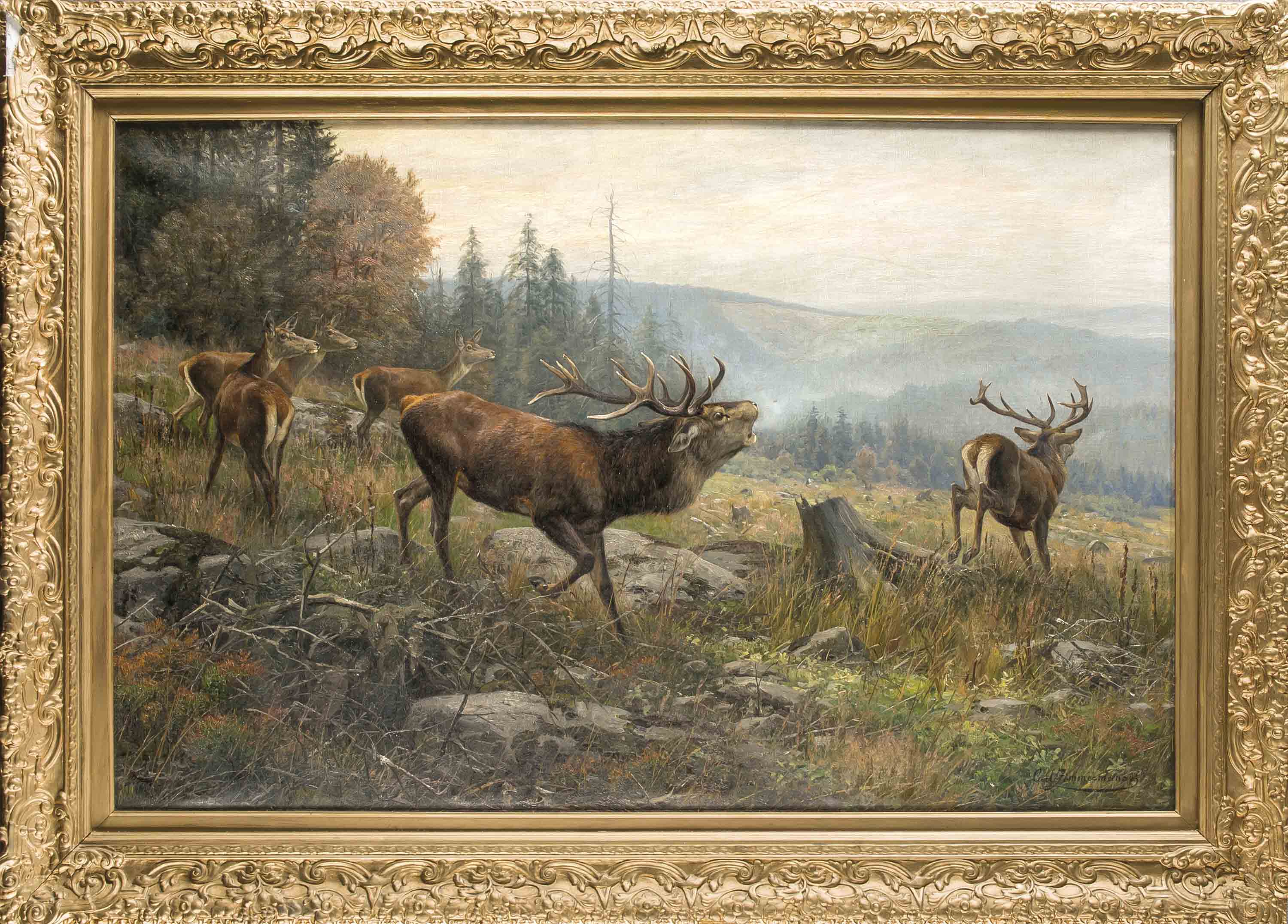 Carl Zimmermann (1863-1930), Jagdmaler im Harz, studierte in Düsseldorf bei Meyerheim undBracht,