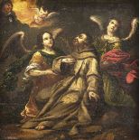 Spanische Schule um 1700, Stigmatisation des hl. Franziskus von Assisi, gehalten von zweiEngeln